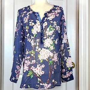 Soft Surroundings Adele Cherry Blossom/Plaid Oversized Tunic See‎ Measurements